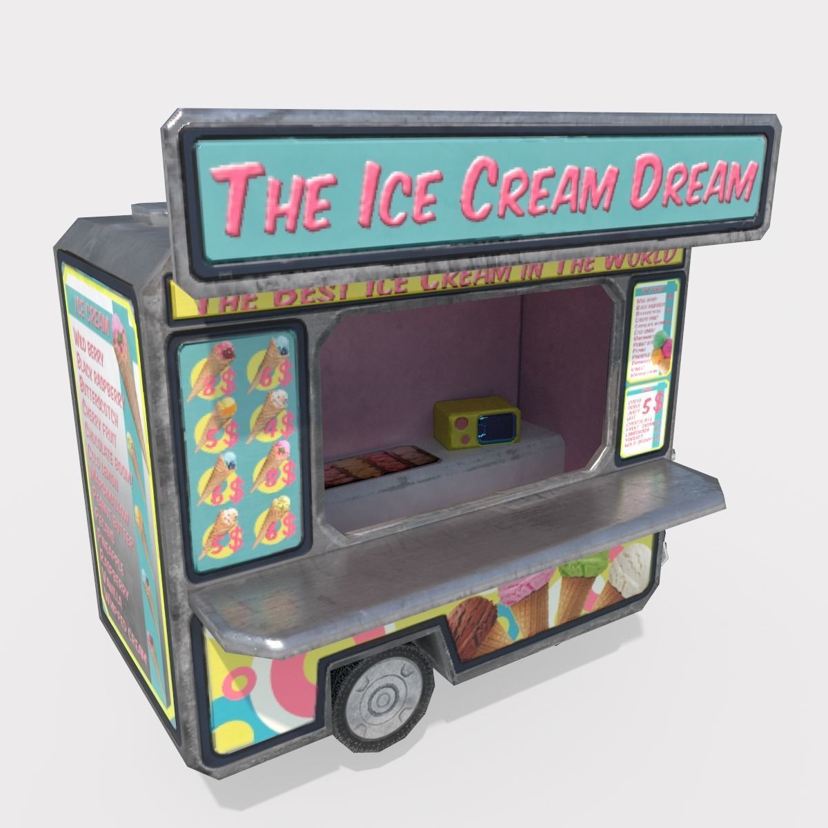 Ice Cream Truck Low-poly 3D model_5