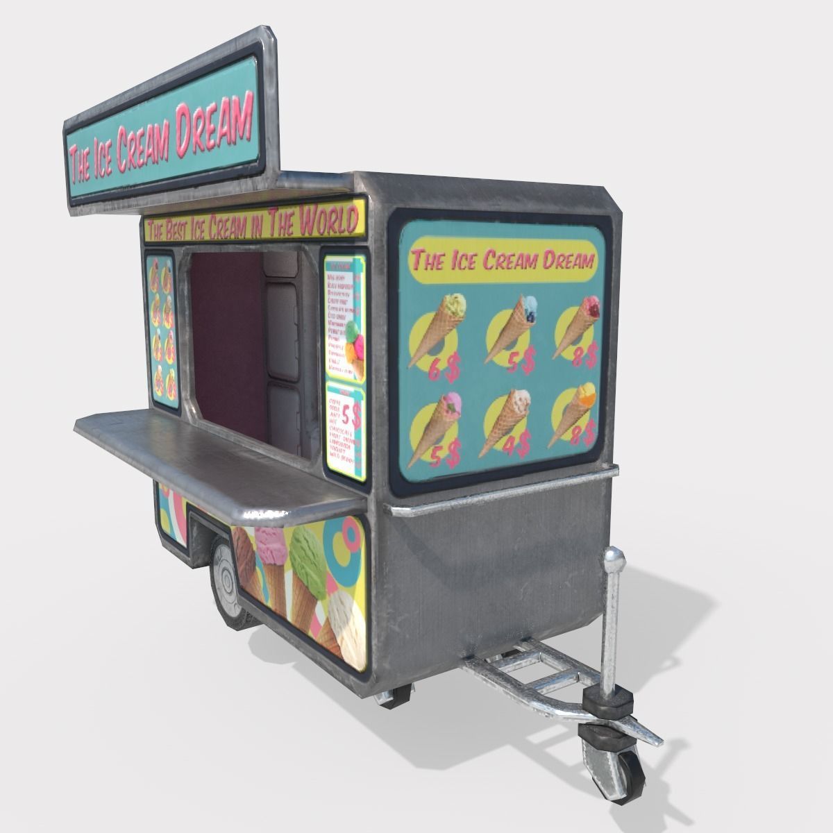 Ice Cream Truck Low-poly 3D model_1