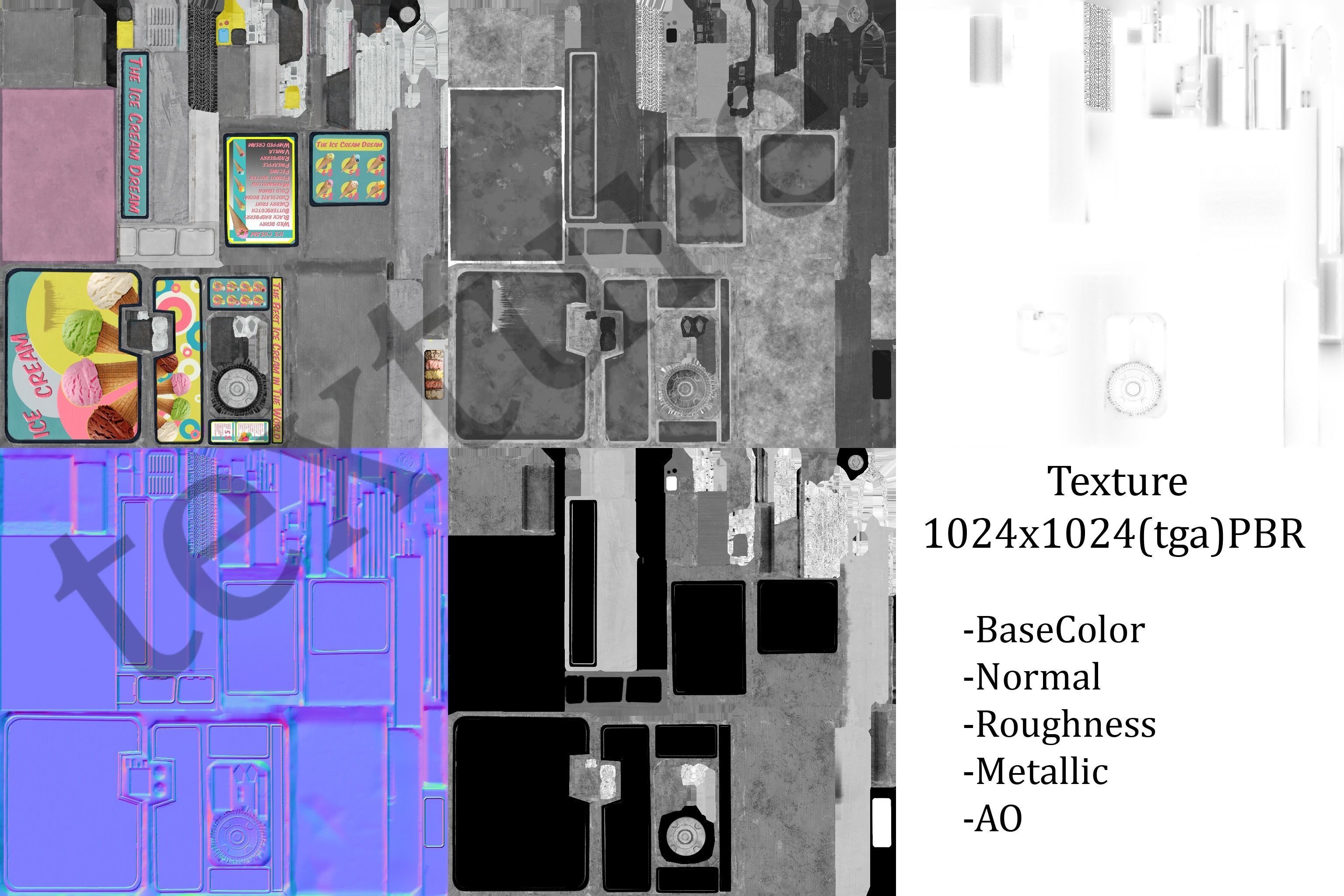 Ice Cream Truck Low-poly 3D model_9