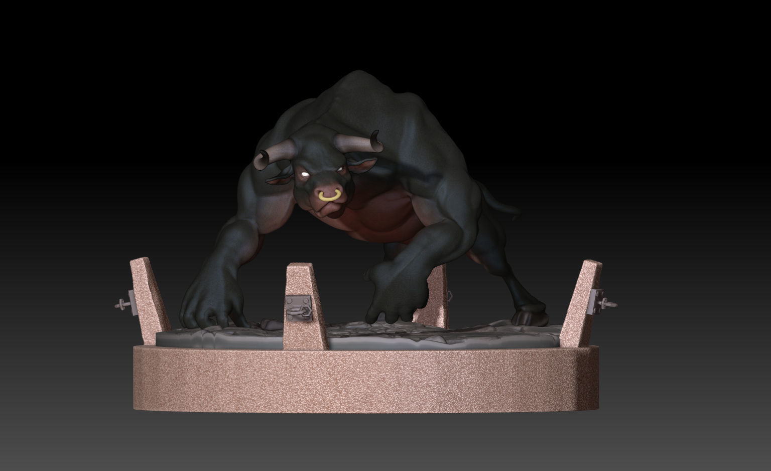 Minotaur statue of bull Free 3D model_3