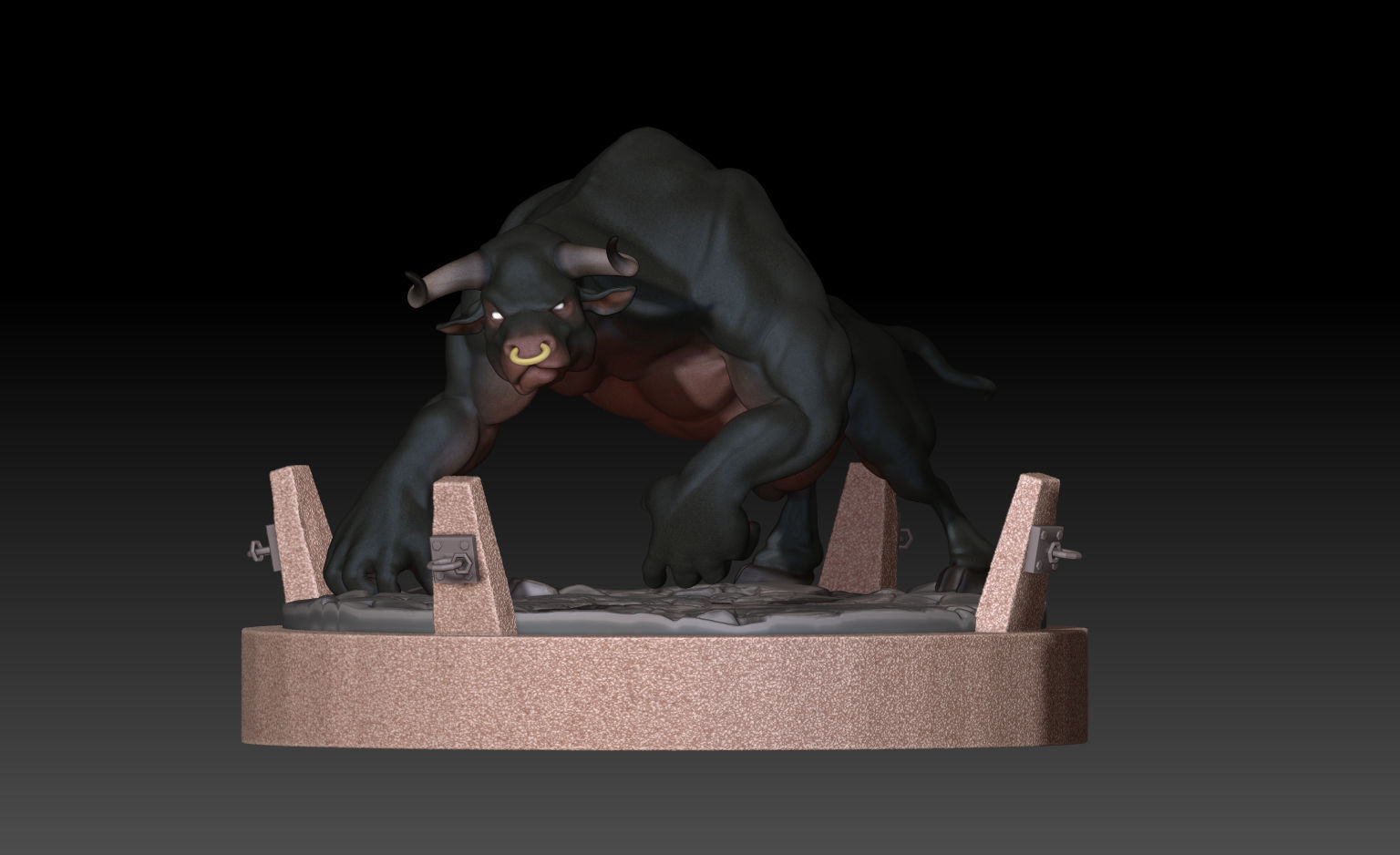 Minotaur statue of bull Free 3D model_2
