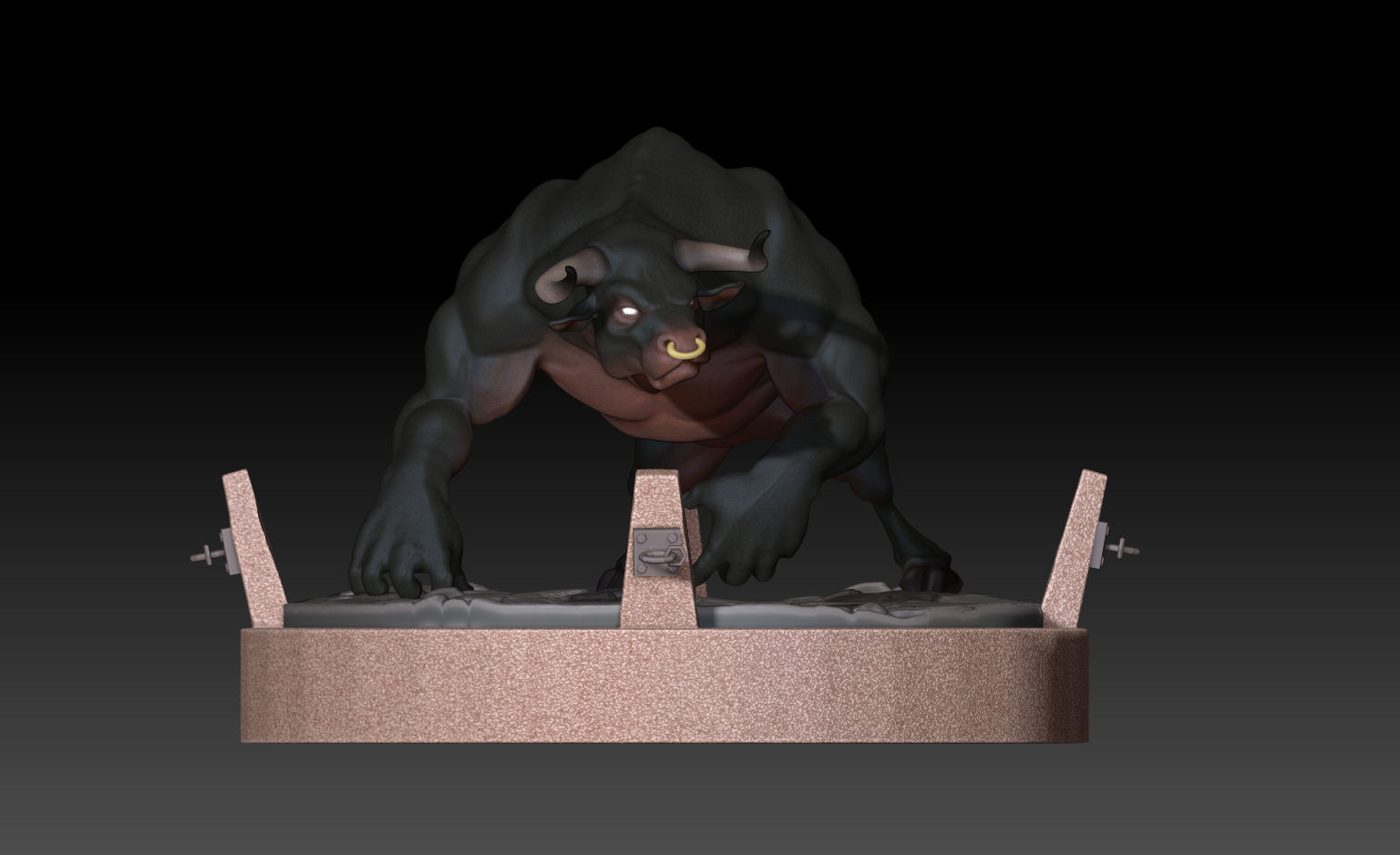 Minotaur statue of bull Free 3D model_4