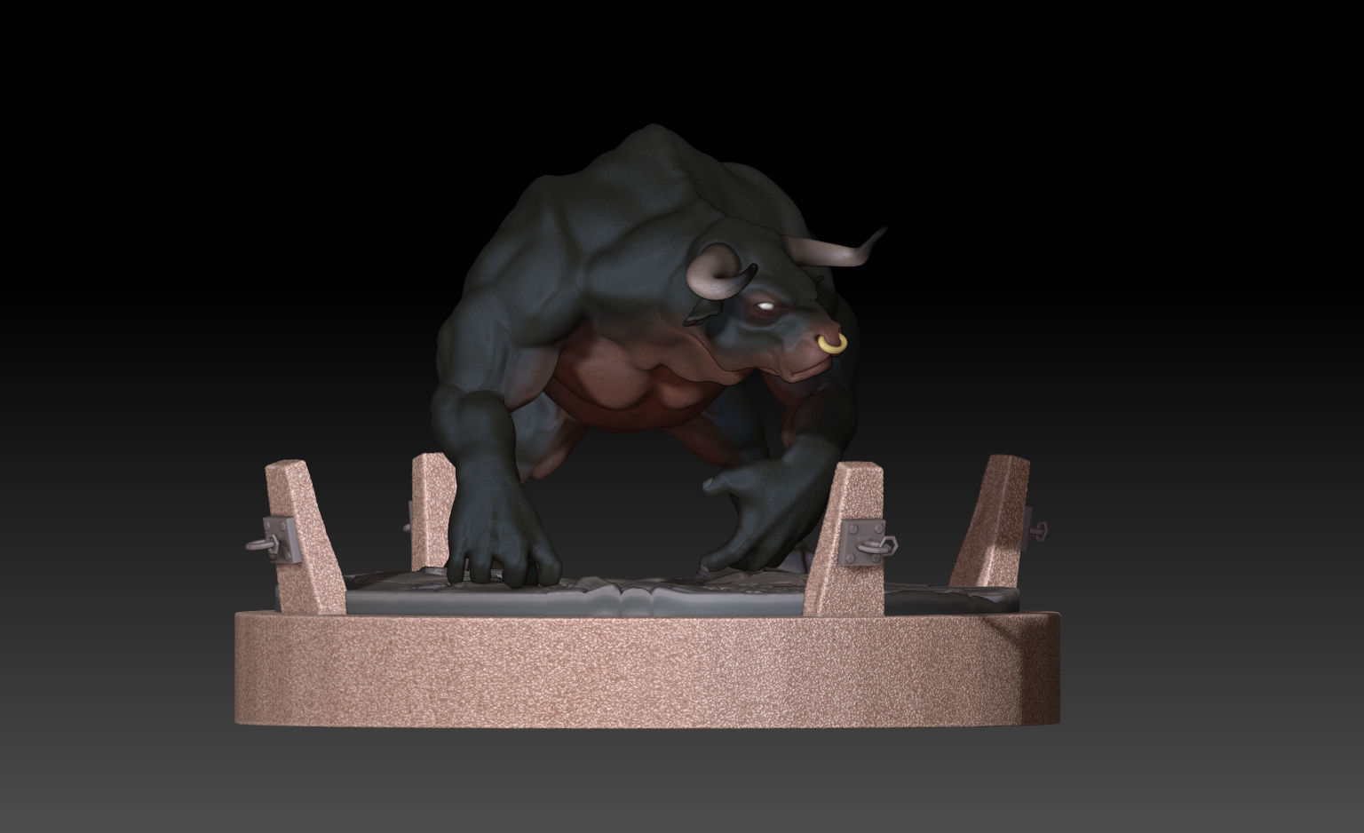 Minotaur statue of bull Free 3D model_5