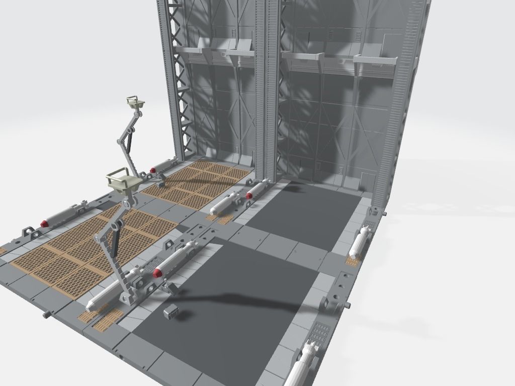-MHB02F- Mecha Hangar Bay Base and Wall SET 02 Fixture 3D print model_15