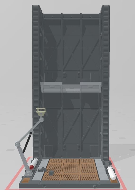 -MHB02F- Mecha Hangar Bay Base and Wall SET 02 Fixture 3D print model_12