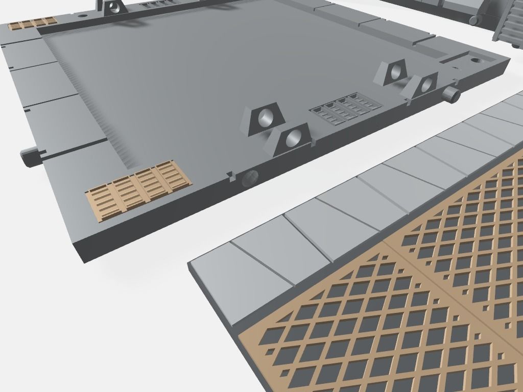 -MHB02F- Mecha Hangar Bay Base and Wall SET 02 Fixture 3D print model_9