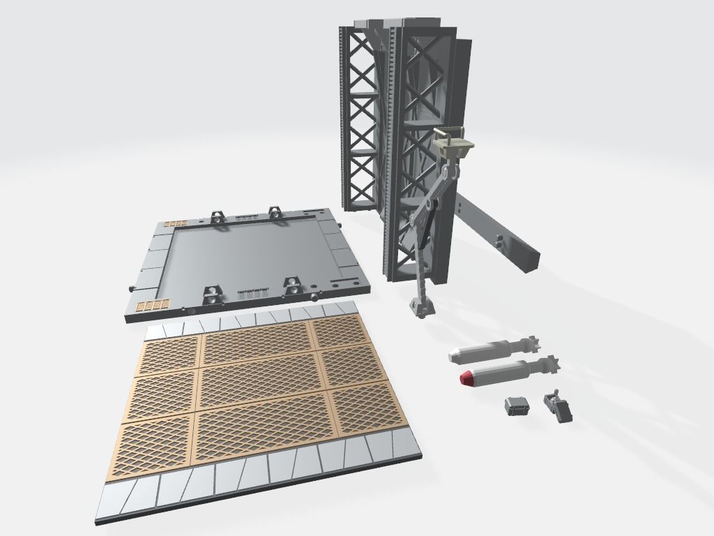 -MHB02F- Mecha Hangar Bay Base and Wall SET 02 Fixture 3D print model_7
