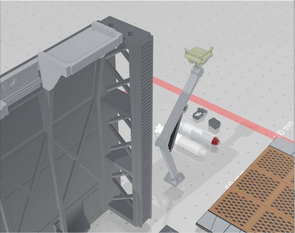 -MHB02F- Mecha Hangar Bay Base and Wall SET 02 Fixture 3D print model_6