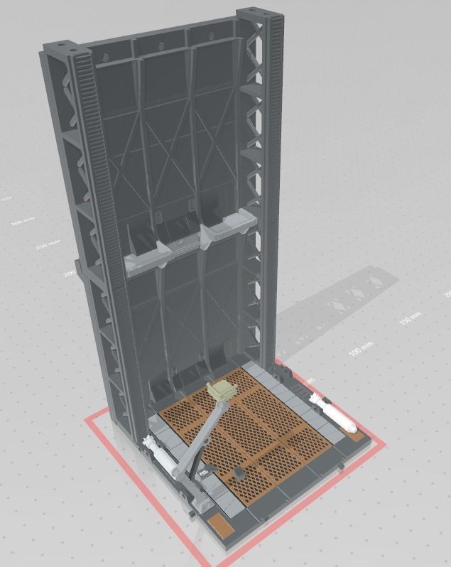 -MHB02F- Mecha Hangar Bay Base and Wall SET 02 Fixture 3D print model_11