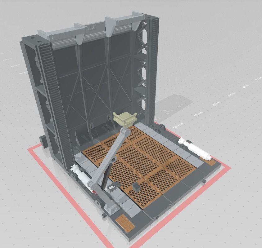 -MHB02F- Mecha Hangar Bay Base and Wall SET 02 Fixture 3D print model_3