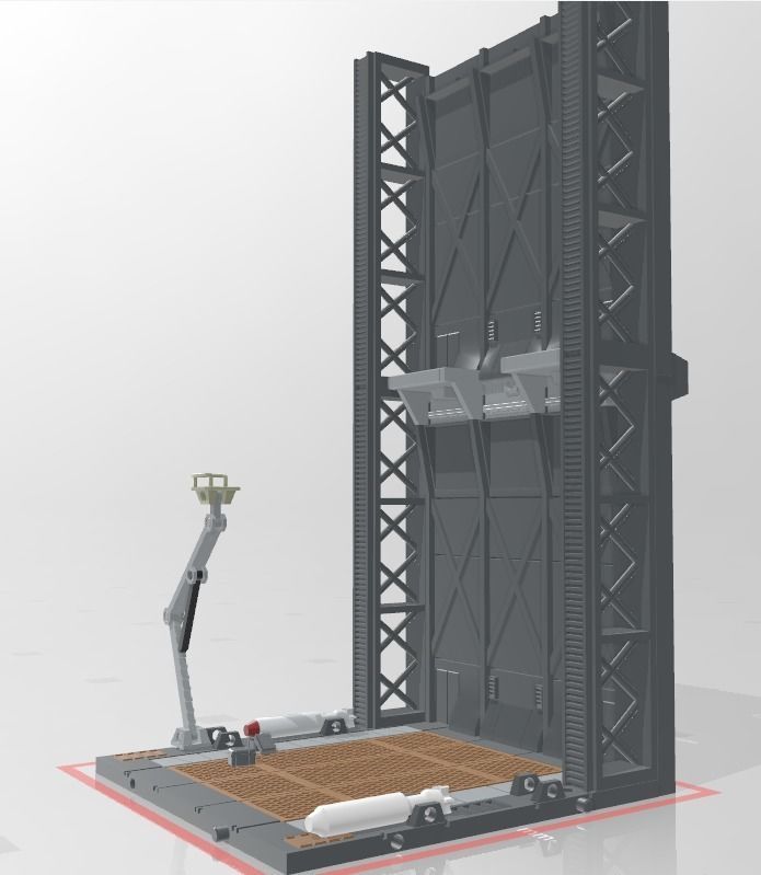 -MHB02F- Mecha Hangar Bay Base and Wall SET 02 Fixture 3D print model_13