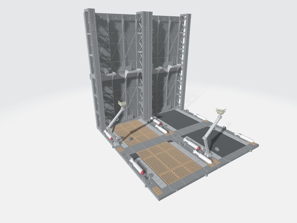 -MHB02F- Mecha Hangar Bay Base and Wall SET 02 Fixture 3D print model_14