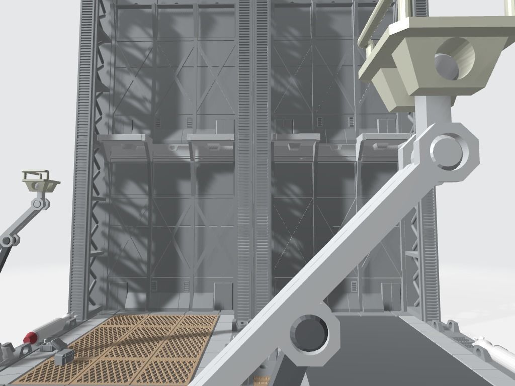 -MHB02F- Mecha Hangar Bay Base and Wall SET 02 Fixture 3D print model_16