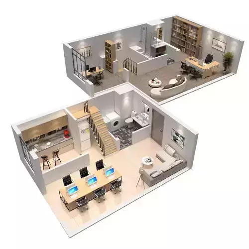 duplex Office apartment floorplan 2 3D model