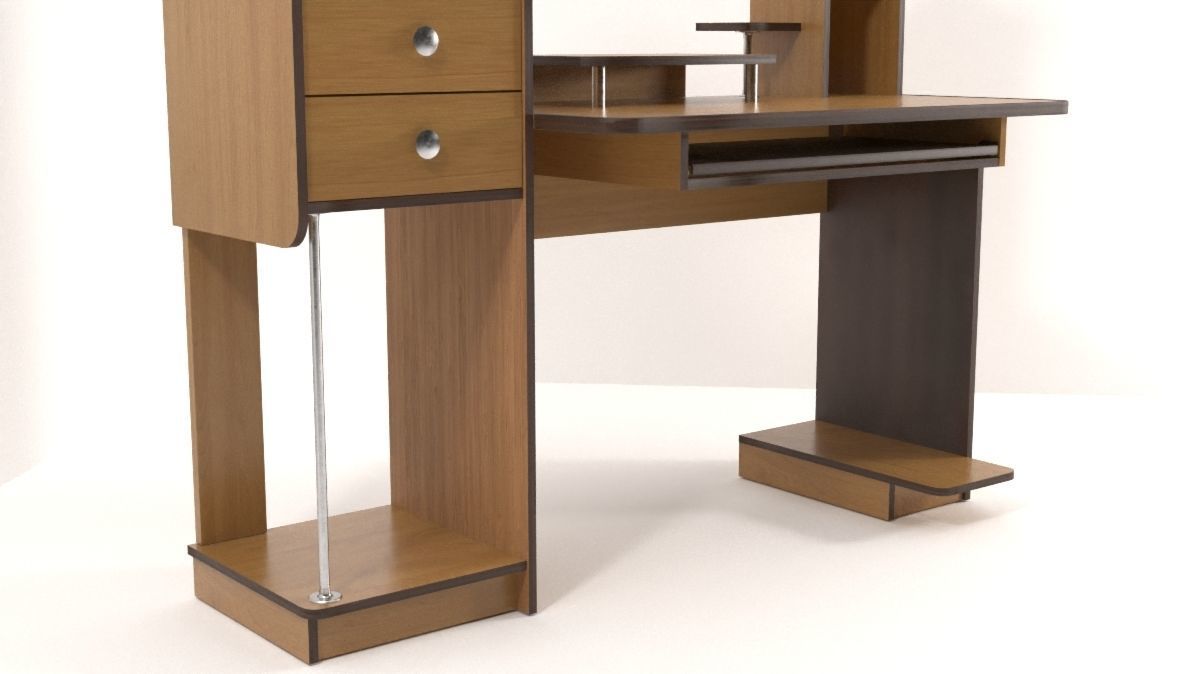 Work-table for computer Low-poly 3D model_1