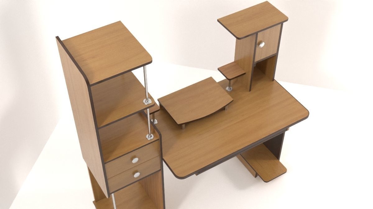 Work-table for computer Low-poly 3D model_2