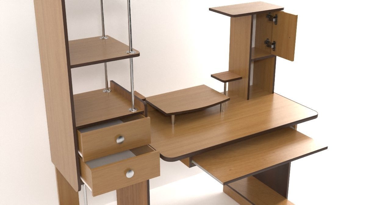 Work-table for computer Low-poly 3D model_4