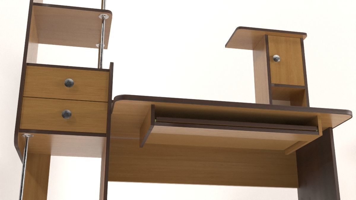 Work-table for computer Low-poly 3D model_3