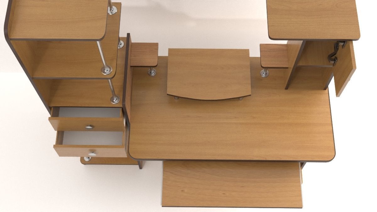 Work-table for computer Low-poly 3D model_5