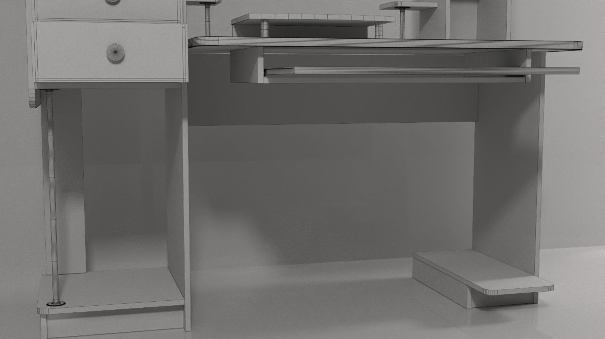 Work-table for computer Low-poly 3D model_6