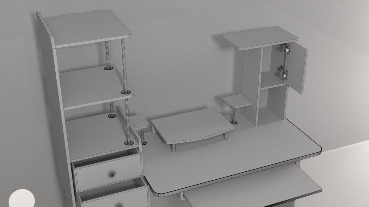 Work-table for computer Low-poly 3D model_7