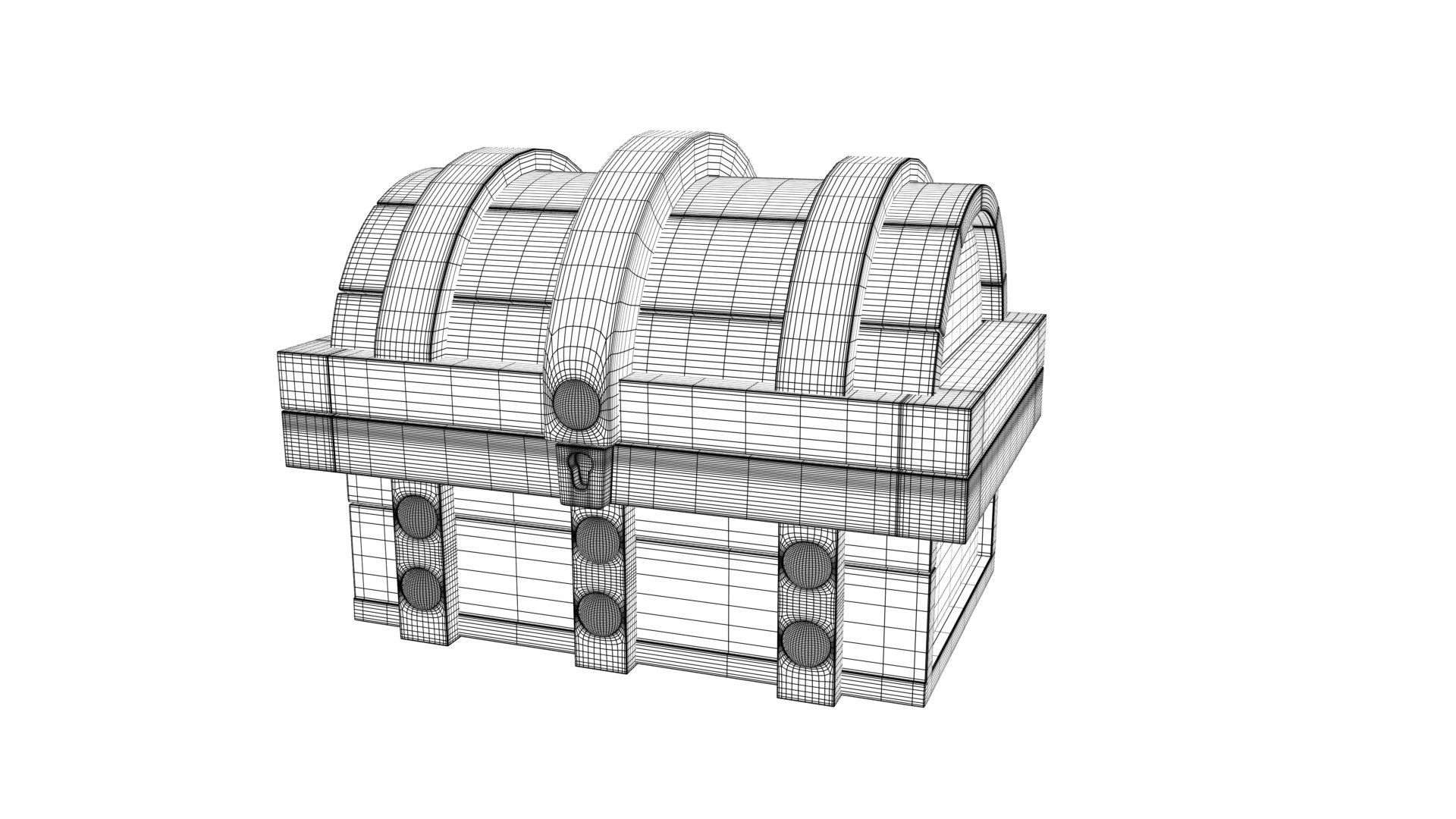 Cartoon chest Low-poly 3D model_3