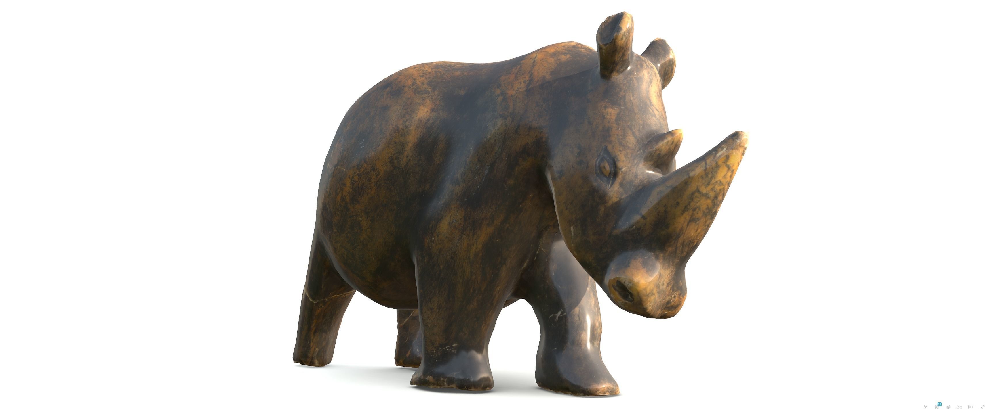 Hippo Stone Figure Low-poly 3D model_1