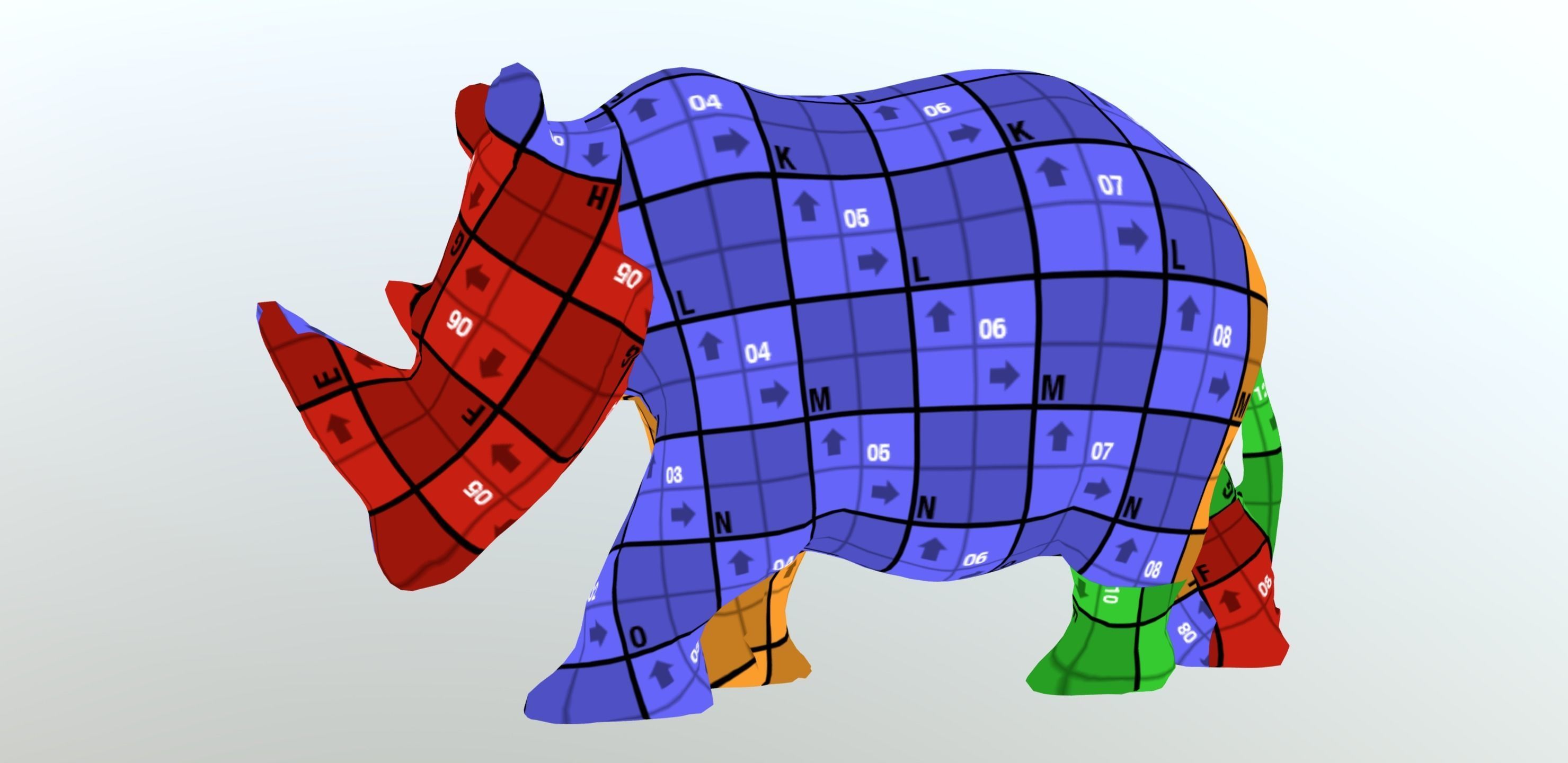 Hippo Stone Figure Low-poly 3D model_9