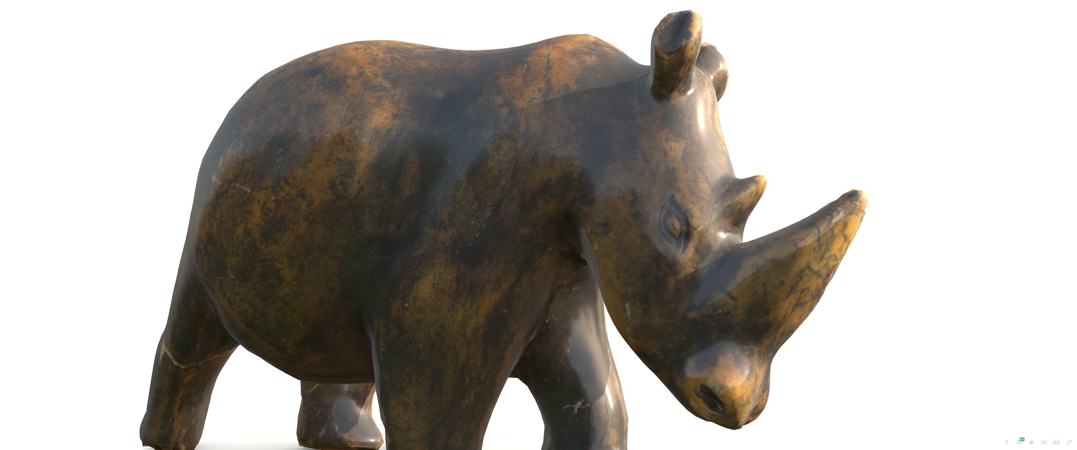 Hippo Stone Figure Low-poly 3D model_3