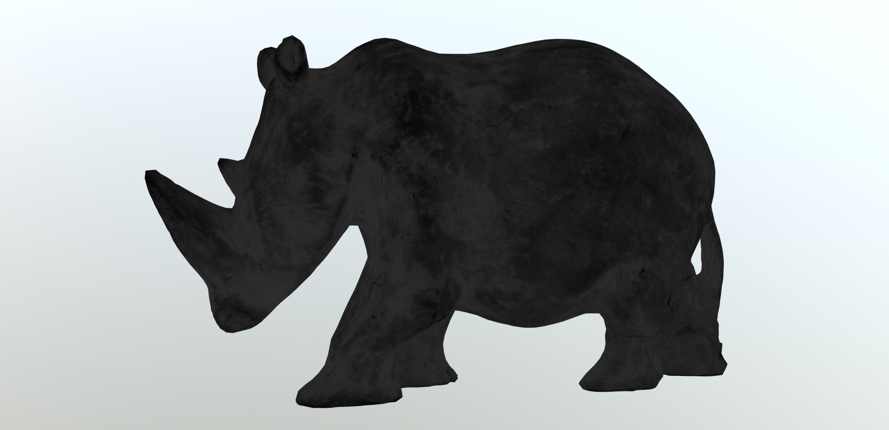 Hippo Stone Figure Low-poly 3D model_7
