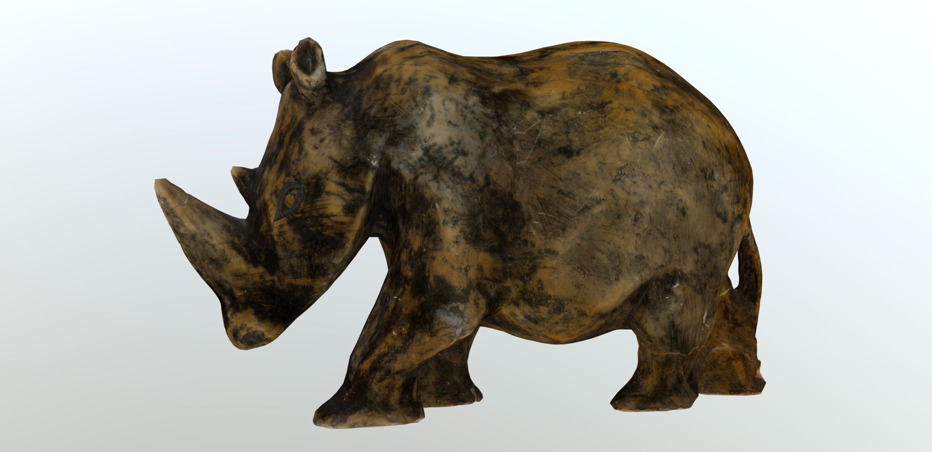 Hippo Stone Figure Low-poly 3D model_4