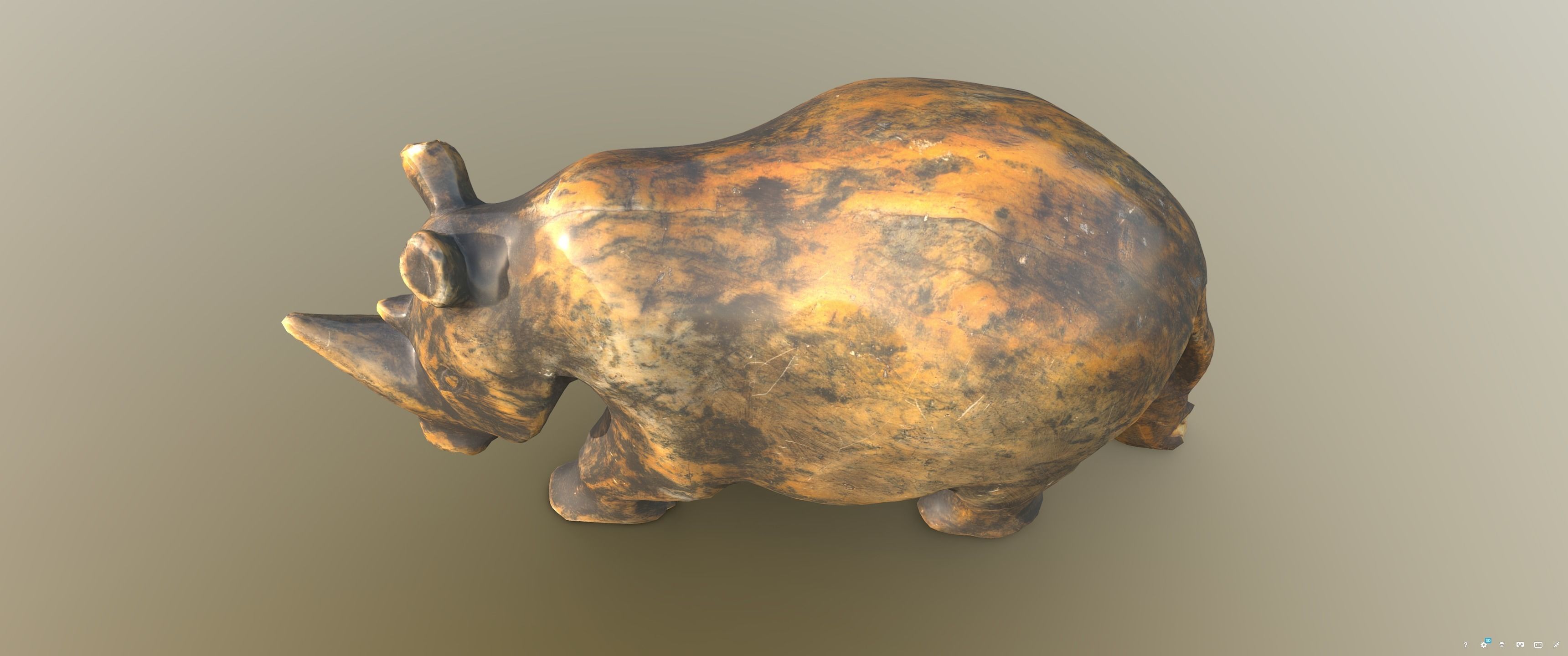 Hippo Stone Figure Low-poly 3D model_2
