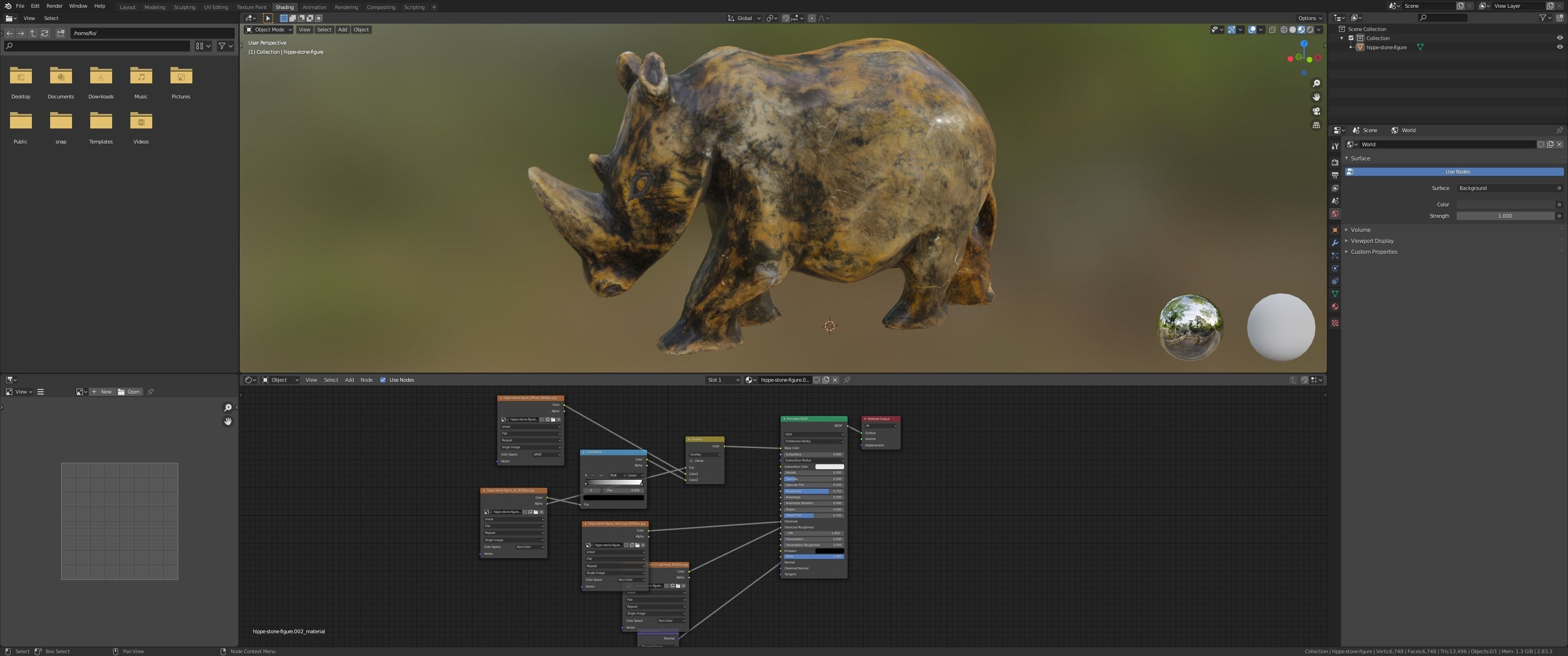 Hippo Stone Figure Low-poly 3D model_11