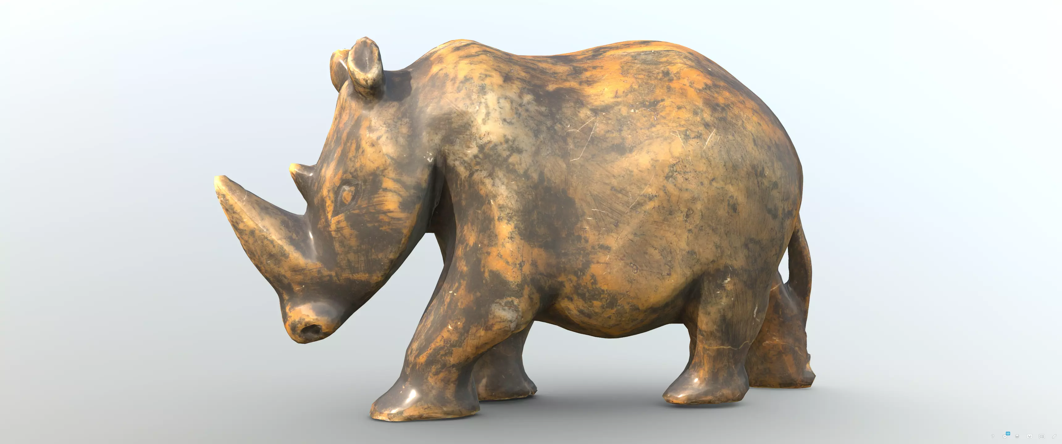 Hippo Stone Figure Low-poly 3D model_0