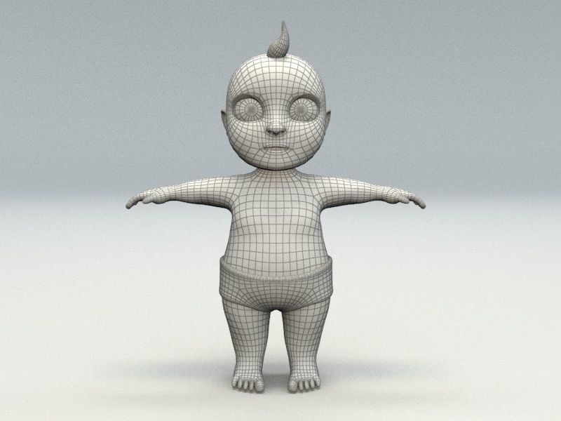 cartoon baby Low-poly 3D model_13