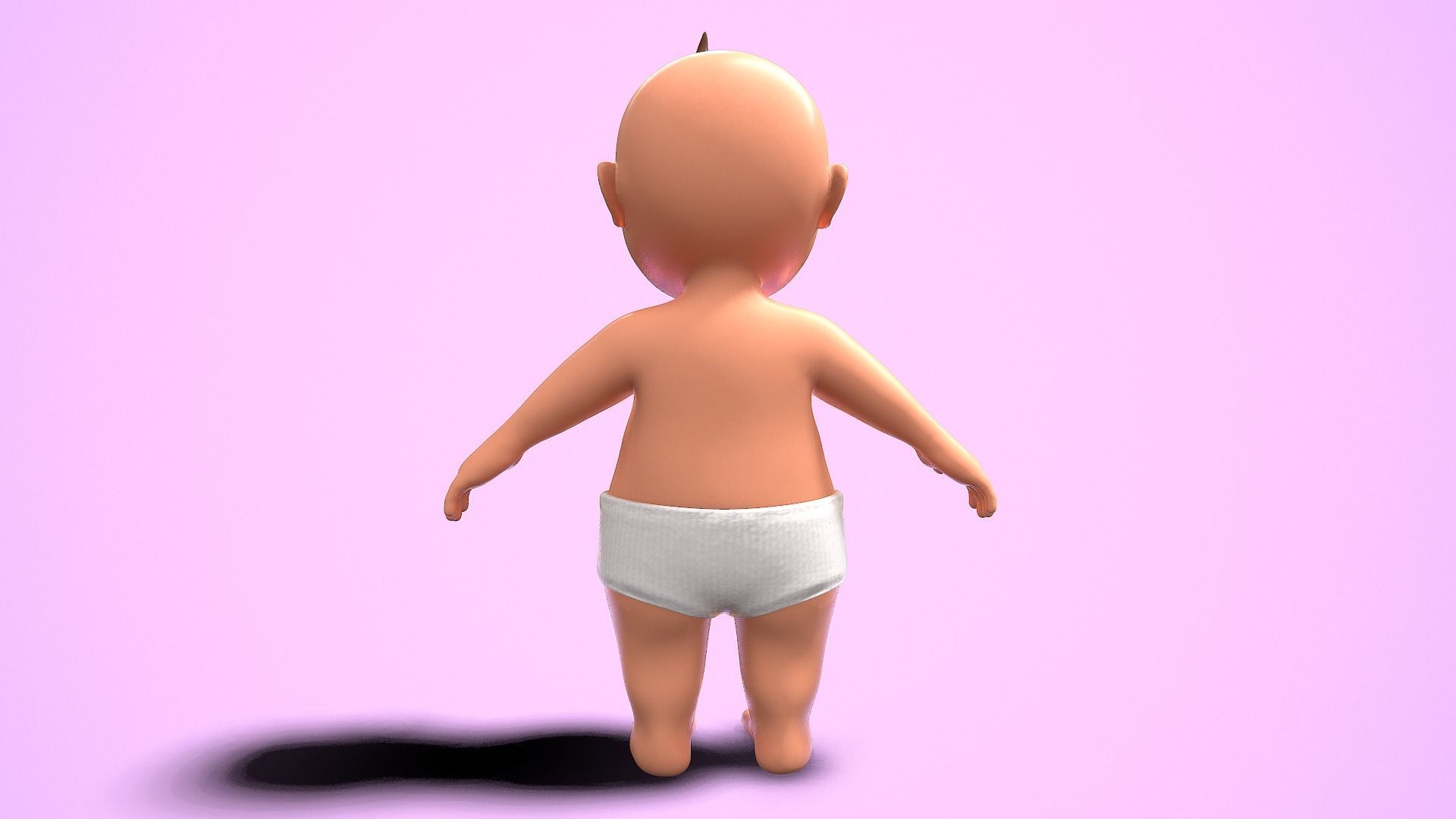 cartoon baby Low-poly 3D model_5