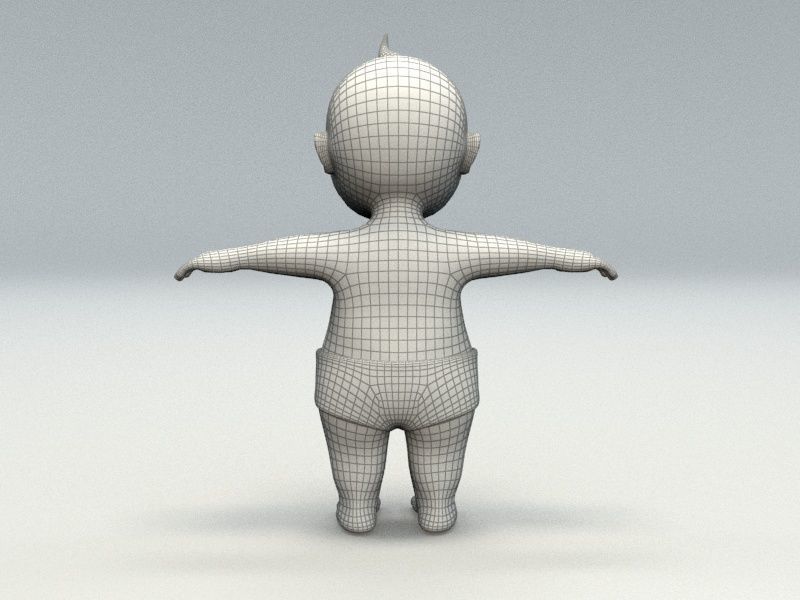 cartoon baby Low-poly 3D model_17