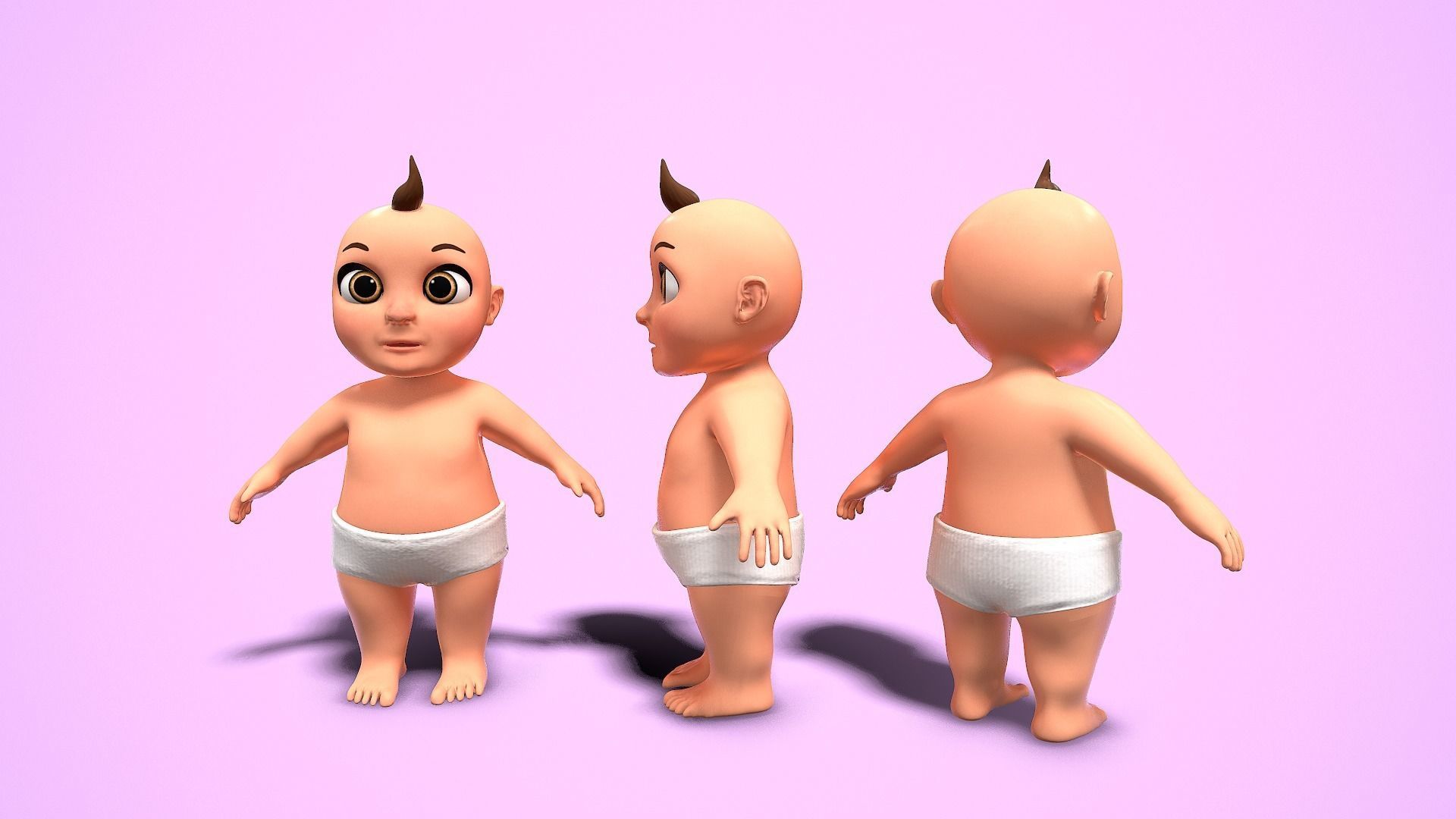 cartoon baby Low-poly 3D model_2