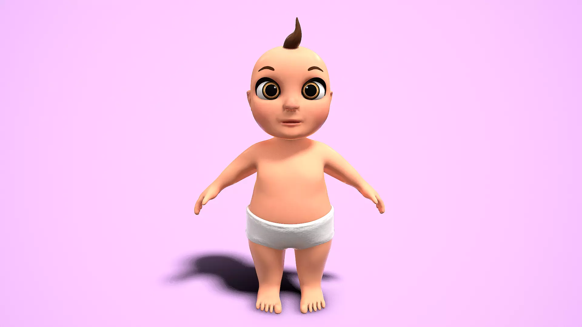 cartoon baby Low-poly 3D model_0