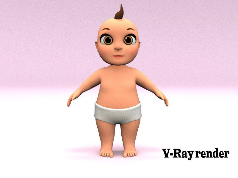 cartoon baby Low-poly 3D model_12
