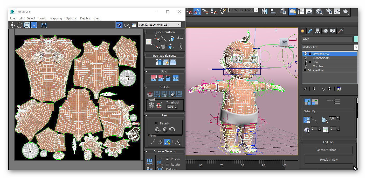 cartoon baby Low-poly 3D model_16