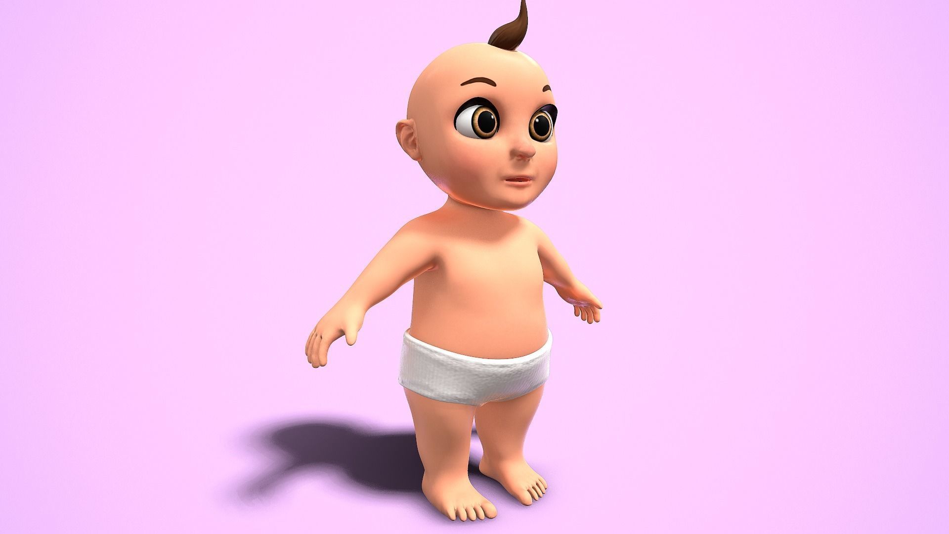 cartoon baby Low-poly 3D model_3