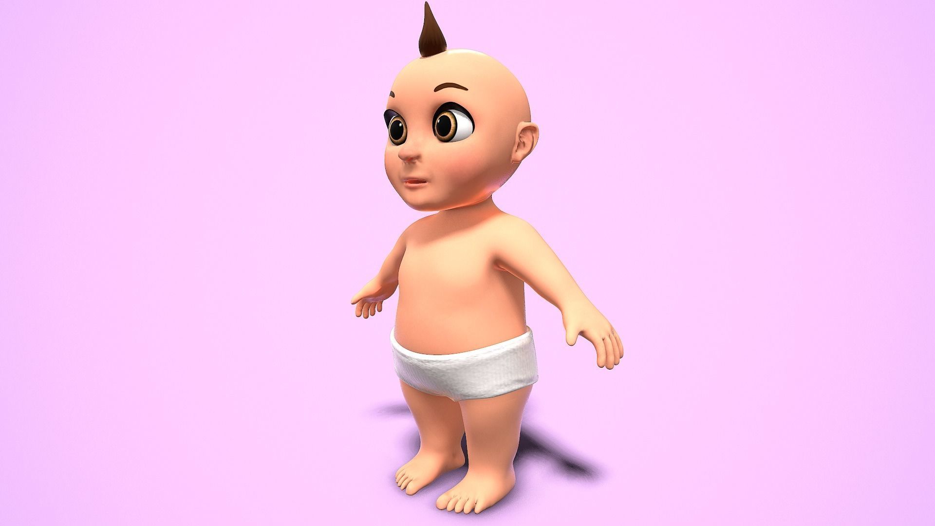 cartoon baby Low-poly 3D model_7
