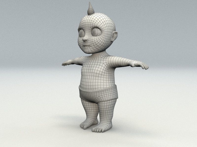 cartoon baby Low-poly 3D model_14