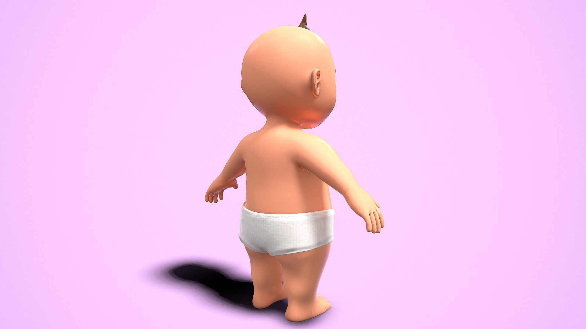 cartoon baby Low-poly 3D model_4