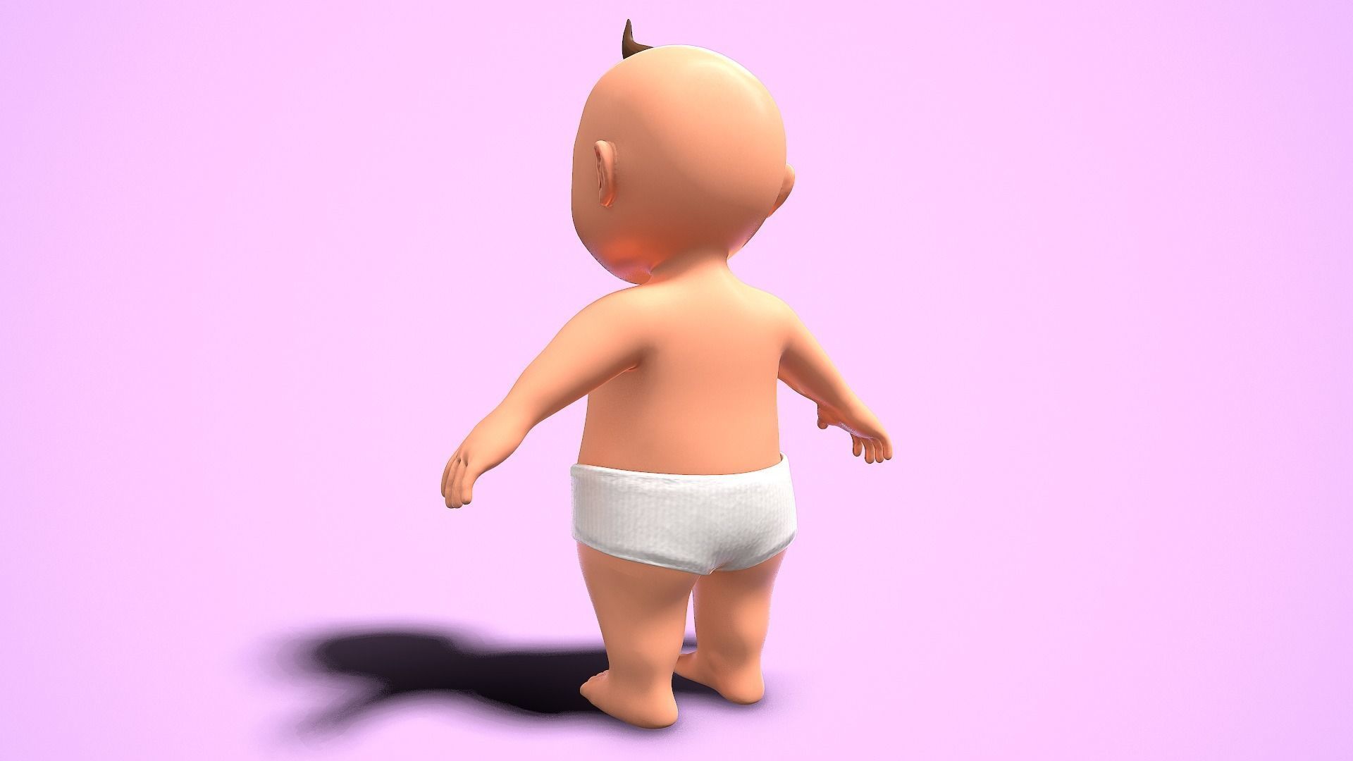 cartoon baby Low-poly 3D model_6