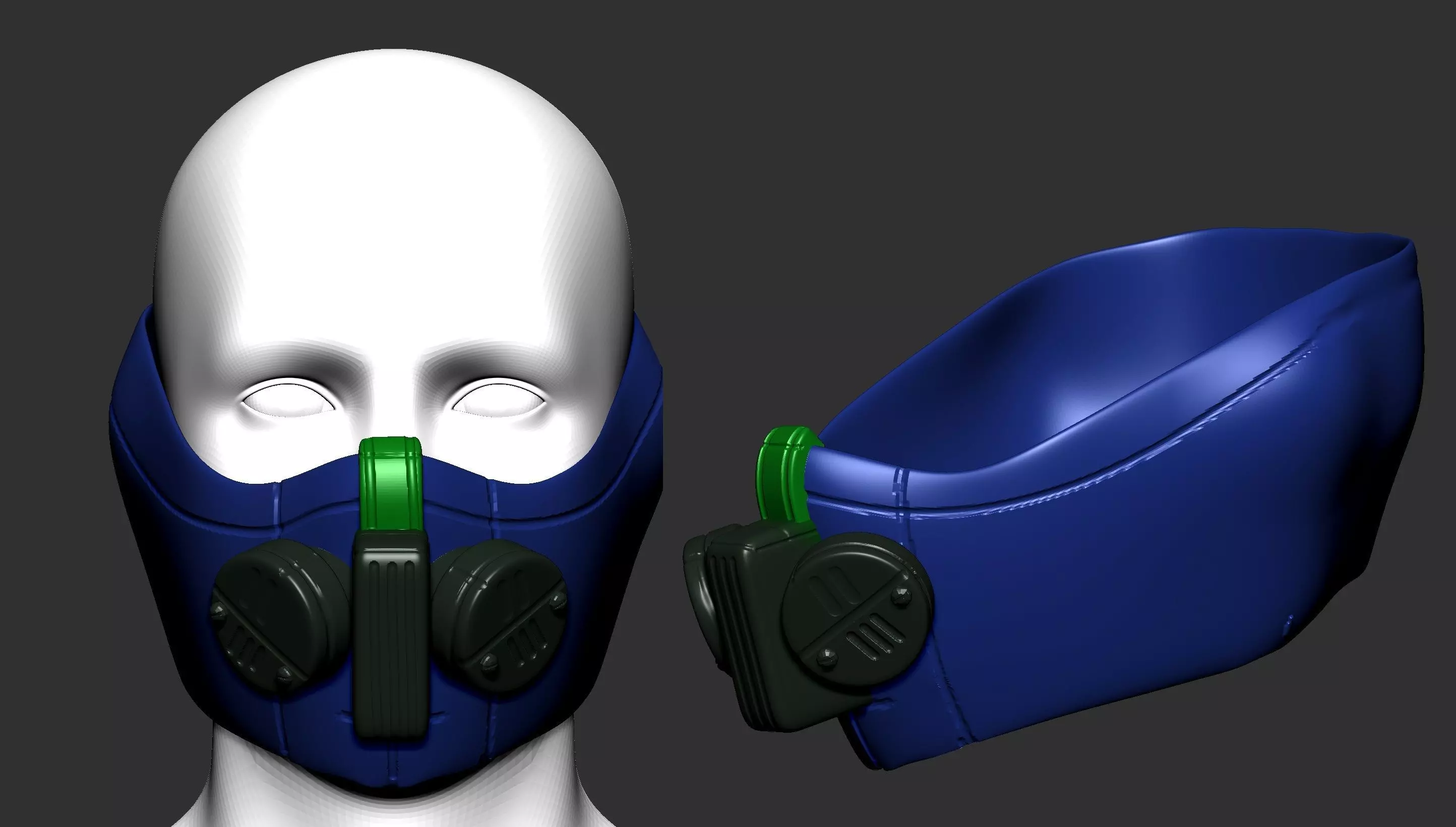 gas mask helmet scifi high poly  3d printable  3D model_0