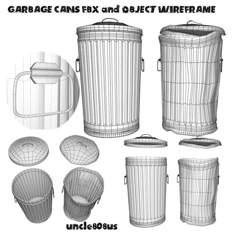 Garbage Cans fbx and Object 3D model_0