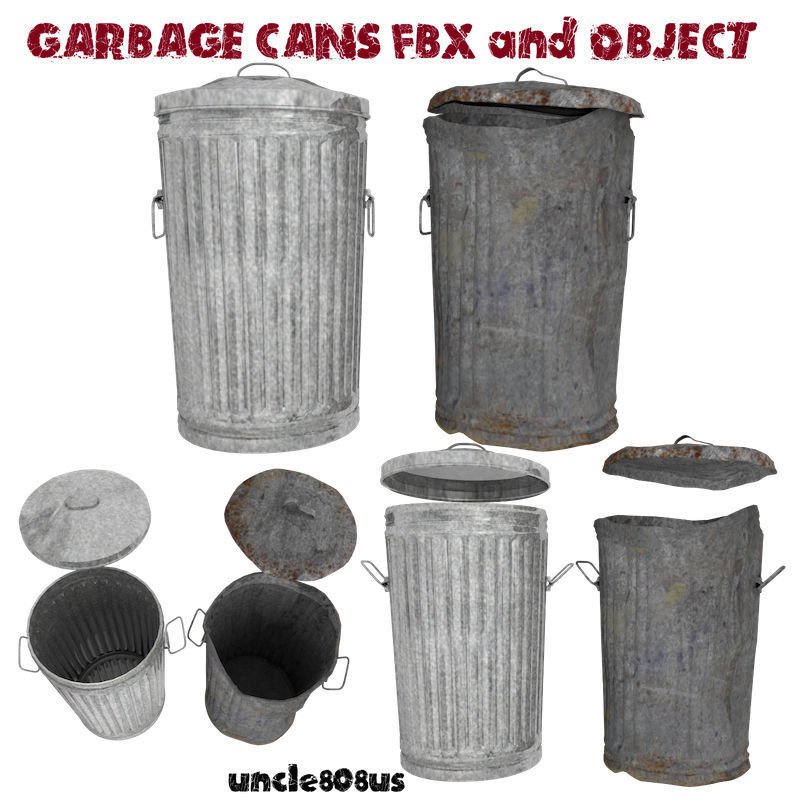 Garbage Cans fbx and Object 3D model_2