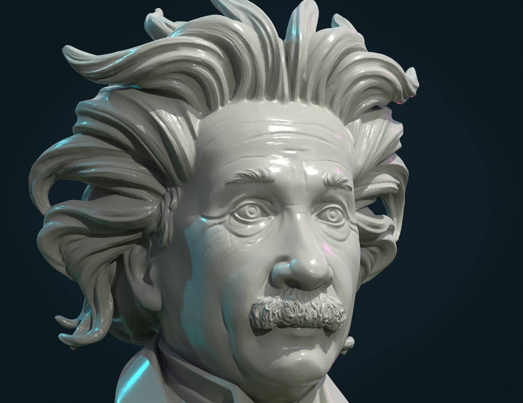 Einstein bust 3D print model_5